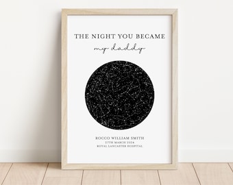 On the night you became my daddy star map print | On the night you became my mummy | New Parents Personalised Star map Print | New baby gift