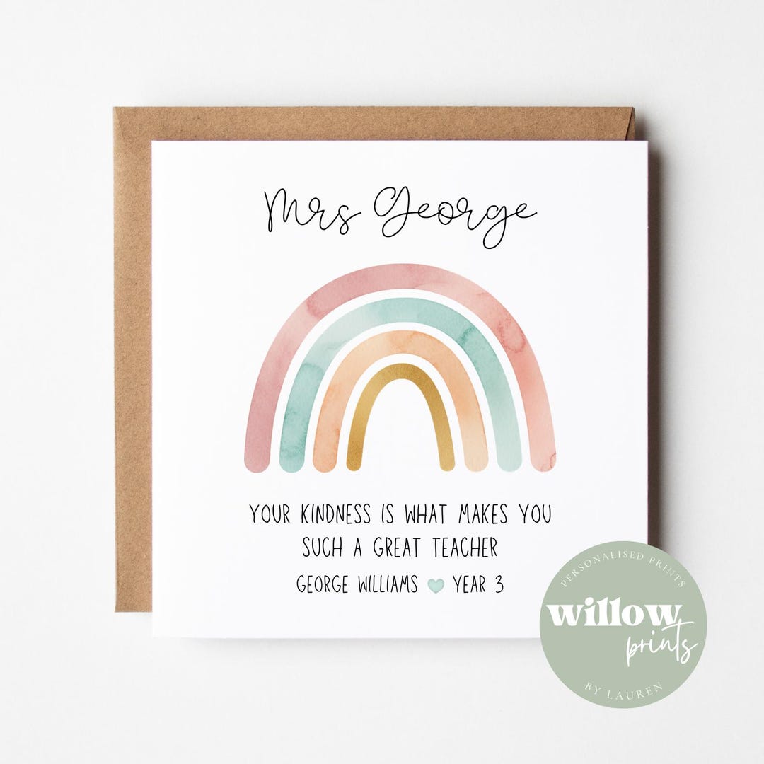 Teacher Thank You Card | Teacher Appreciation Card | Teacher End of ...