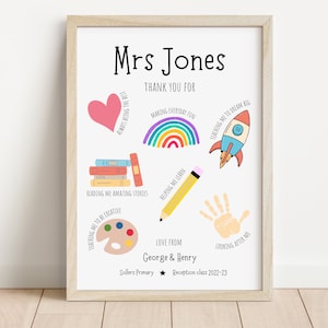 Personalisierter Lehrer Danke Druck | Lehrer Geschenk | Geschenk zum Jahresende | Poster für den Kindergarten | Lehreranerkennung Dankes-Kartengeschenk