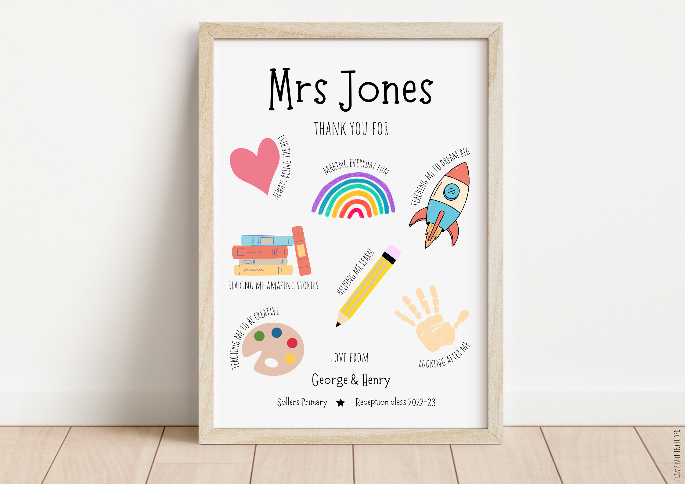 Personalised Teacher Thank You Print | Teacher Gift | End of Year Gift ...