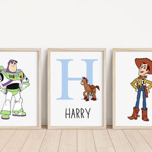 3er-Set Toy Story Personalisierter Namensdruck | Toy Story Zimmer | Toy Story personalisiert | Kinderzimmer | Holzig | Buzz Lightjahre Schlafzimmer