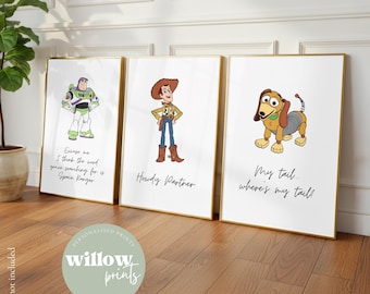 Set of 3 Toy Story Personalised Name Print | Toy Story room | Toy Story personalised | Children's Room | Woody | Buzz Lightyear bedroom