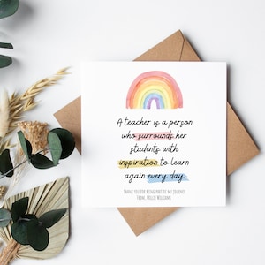 Tarjeta de agradecimiento para el maestro / Tarjeta de reconocimiento para el maestro / Tarjeta de fin de año para el maestro / Tarjetas para el maestro / Regalo para el maestro / Tarjeta personalizada para el maestro