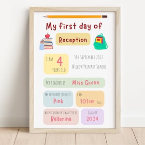Impresión personalizada del primer día de clases / Recuerdo escolar / Mi primer día de clases / Letrero de regreso a clases / Accesorio para fotos del primer día / Año nuevo