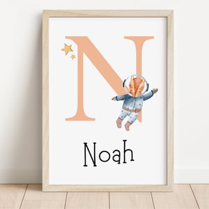 Impresión de nombre personalizada del espacio / Impresiones de la habitación del espacio / Decoración de guardería del espacio / Habitación infantil del espacio / Impresión del nombre del astronauta / Regalo para niños