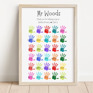 Gepersonaliseerde leraar bedankprint / leraar cadeau / einde schooljaar cadeau / leraar / klas cadeau / gepersonaliseerde handafdruk leraar leraar