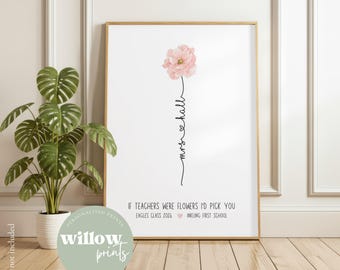 Personalised teacher thank you print | Teacher gift | End of school year gift | School nursery | Class gift | Teacher personalised print