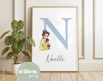 Disney inspired Princess Personalised Name Prints | Disney Princess Head Artwork | Disney bedroom | Personalised Prints|Children bedroom