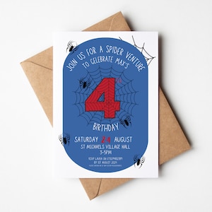 Inviti per feste di compleanno di ragno / Inviti per feste di compleanno di supereroi per bambini / Inviti per feste personalizzate / Inviti per feste di classe / Spiderman
