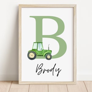Impresión de nombre personalizada de tractor / Impresiones para habitación infantil de granja / Decoración de granja personalizada / Tractores / Impresión de nombre para dormitorio infantil / Habitación infantil de tractor