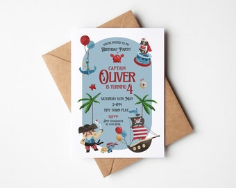Invitations personnalisées pirates pour fête d&#39;anniversaire | Invitations d&#39;anniversaire modifiables | Modèles d&#39;invitation d&#39;anniversaire pirate | Fête d&#39;anniversaire sur le thème des pirates