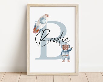 Space Personalised Name Print | Space Room Prints | Space Nursery Decor | Space Children's Room | Astronaut name print | Children's gift
