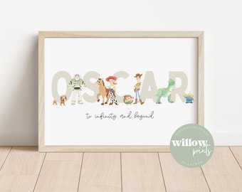 Toy Story Personalised Watercolour Name Print | Toy Story room | Toy Story personalised |Children's Room | Woody | Lightyear | Nursery decor