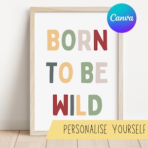 Born to be wild digital instant download | Born to be wild safari print | Safari nursery prints | Instant download | Wild and free print