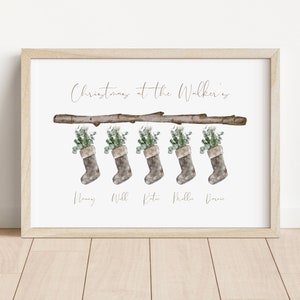 Personalised Christmas Print Christmas Stocking Family print Personalised Print Family Christmas Print Christmas gift Family xmas image 1