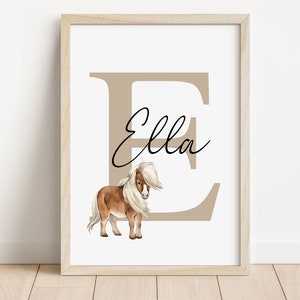 Impresión personalizada con nombre de caballo / Habitación infantil / Impresión para dormitorio de caballos / Decoración de caballos / Impresión con iniciales / Impresión con nombre de niños / Equinos / Establos