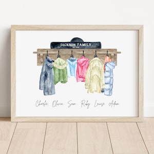 Personalised Family Print | Personalised Family Coat Sign | Custom Family | Mothers Day Gift | New home gift | Family Gift | Coat print