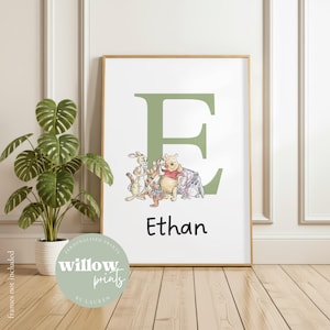Winnie the Pooh Personalised Name Print | Winnie the Pooh nursery | New baby gift | Winnie the Pooh print | Personalised initial baby print