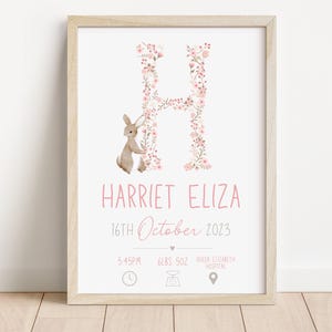 Neues Baby personalisierter Druck | Kinderzimmer Poster | Kinderzimmer Poster | Baby Geschenk Neues Baby Mädchen | Personalisierter Druck für Mädchen | Namensdruck