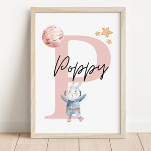 Girls Space Personalised Name Print | Space Room Prints | Space Nursery Decor | Space Children's Room | Astronaut name print | Bedroom print