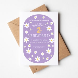 Invito personalizzato per festa di compleanno con fiore di margherita / Inviti floreali / Inviti per bambine con fiore di margherita / Festa di compleanno con margherita / Fiore di nascita con margherita