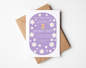Daisy flower Personalised Birthday Party Invite | Flower Invitations | Girls Daisy Flower Invites | Daisy birthday party| Daisy birth flower