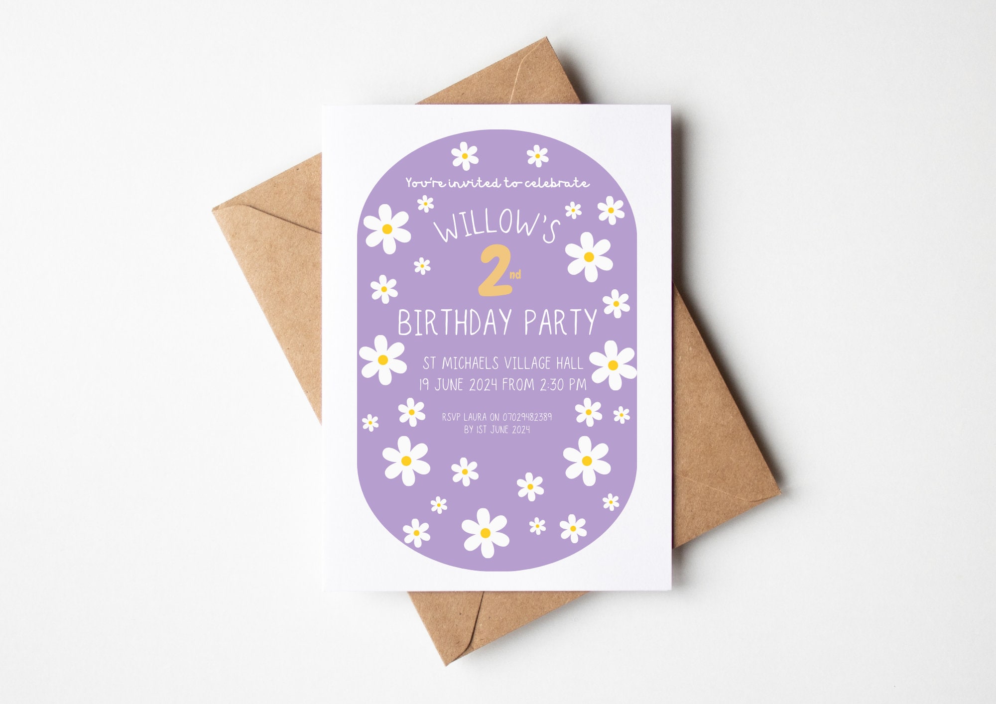 Invitation personnalisée de fête d'anniversaire | faire-part fleurs | Faire-part fleur marguerite fille | Fête d'anniversaire Marguerite | Fleur de naissance marguerite