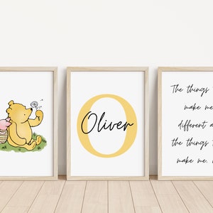 Set of 3 Winnie the Pooh Personalised Name Print | Winnie the Pooh nursery | New baby gift | Winnie the Pooh quote print | Personalised baby