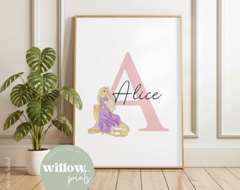 Disney Inspired Princess Name Print | Girls Princess Bedroom Prints | Princess Artwork | Tiana Inspired Print | Personalised name print girl