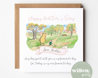 Mother's Day Personalised Card | Mothers Day Cards | Baby Personalised Card | Mother's Day Personalised Daughter Son Niece | Winnie the Pooh
