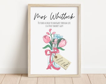 Personalised Teacher Thank You Print | Teacher gift | End of Year Gift | School teacher | Teacher Print | Class gift | Thank you teacher