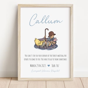 Winnie the Pooh Birth Detail Print | Winnie the Pooh Personalised Print | Nursery Sign | New baby gift | Birth Details Sign | Custom Name