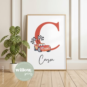 Stampa personalizzata con nome Cars / Stampe di Saetta McQueen / Grafica Cars Pixar / Stampe per camera da letto Cars / Stampa personalizzata con nome per bambini