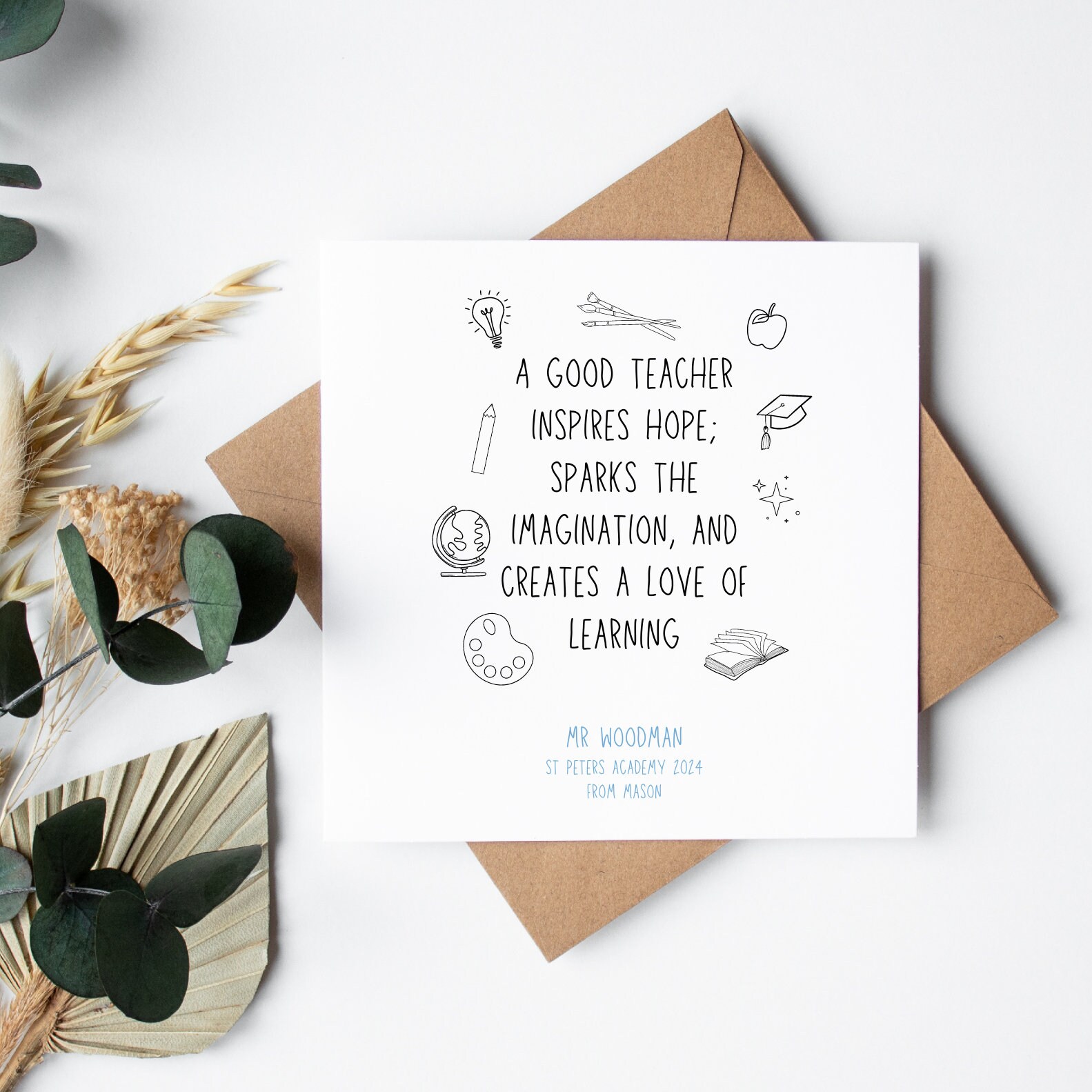 Personalised Teacher Thank You Print | Teacher Thank You Card | End of ...