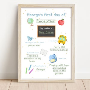 First Day of School Personalised Print | School keepsake | My first day of school | Back to school sign | First day photo prop | New year