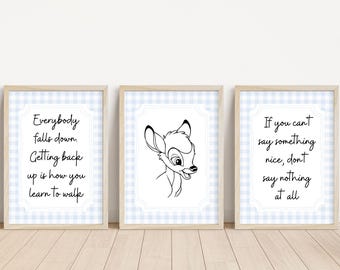 3er-Set Bambi inspiriert Vintage personalisierte Name Print | Bambi Disney inspiriert Kinderzimmer | Neues Baby Geschenk | Bambi Zitat | Personalisiertes Baby