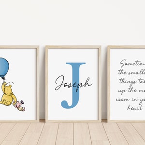 Set of 3 Winnie the Pooh Personalised Name Print | Winnie the Pooh nursery | New baby gift | Winnie the Pooh quote print | Personalised baby