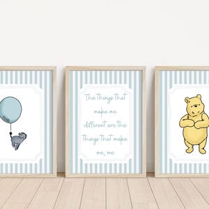 Set of 3 Winnie the Pooh Vintage Personalised Name Print | Winnie the Pooh nursery | New baby gift | Winnie the Pooh quote|Personalised baby