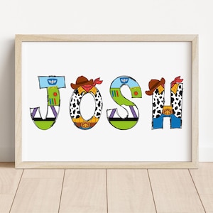 Toy Story inspiriert personalisierte Name Druck | Toy Story Zimmer | Toy Story personalisiert | Kinderzimmer | Holzig | Buzz Lightjahre | Spielzimmer