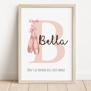 Ballet Personalised Name Print | Ballerina Personalised Name Print | Ballerina Dancer Print | Dancer bedroom playroom artwork |Ballet dancer