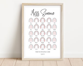 Personalised Teacher Thank You Print | Teacher gift | End of Year Gift | School teacher | Rainbow Teacher Print | Thank you teacher print