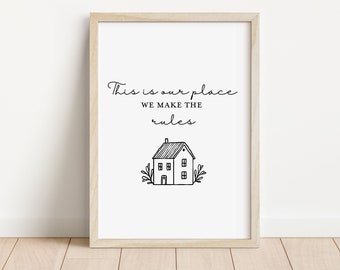 This is our place line art print | Custom Lyric Print | Home Quote Prints | Love you to the moon print | Never be so kind print |Inspiration