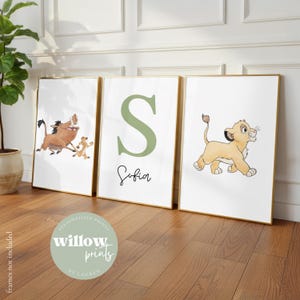 Lot de 3 prénoms personnalisés inspirés du Roi Lion | Chambre d'enfant du Roi Lion | Impression chambre d'enfant | Impression de citation de Hakuna Matata | Bébé personnalisé