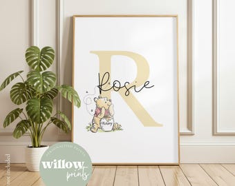 Winnie the Pooh Personalised Name Print | Winnie the Pooh nursery | New baby gift | Winnie the Pooh print | Personalised initial baby print