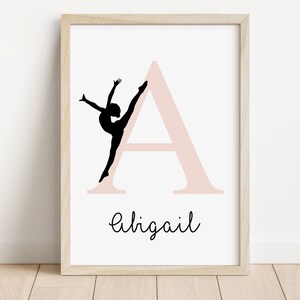 Gymnastics Personalised Name Print | Gymnast Dancer Prints | Gymnastics bedroom print | Girls bedroom prints | Ballet gymnastics