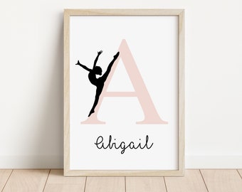 Gymnastics Personalised Name Print | Gymnast Dancer Prints | Gymnastics bedroom print | Girls bedroom prints | Ballet gymnastics