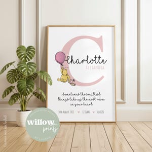 Winnie the Pooh Birth Detail Print | Winnie the Pooh Personalised Print | Nursery Sign | New baby gift | Birth Details Sign | Custom Name