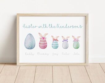 Easter Family Personalised Print | Easter decoration | Easter Personalised Print | Family name print | Easter hallway decor | Family prints