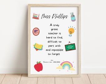 Personalisiertes Geschenk für Lehrerin / Lehrer Geschenk / Ende des Schuljahres / Kindergarten / Lehrerin / Klassengeschenk / Dankeschön für Lehrerin