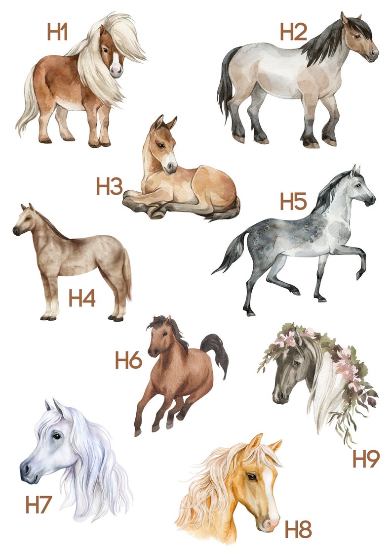 Set of 3 Horse Personalised Name Print Children's room Horse Bedroom Print Horse Decor Children Name Print Equine print Stables image 5